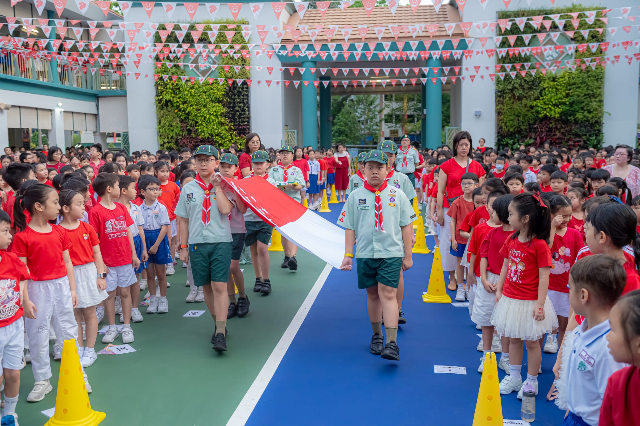 Marching in of Singapore Flag during National Day Celebration 2026.