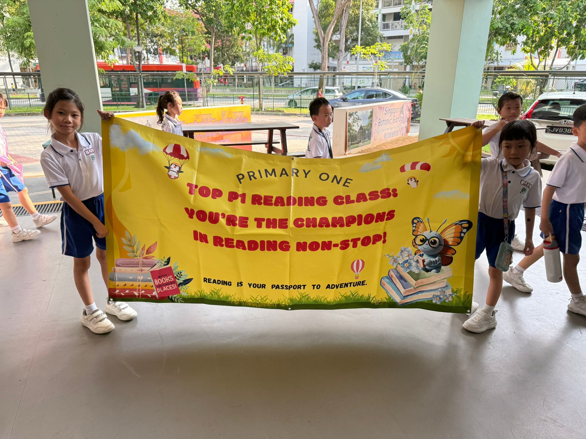 Top reading P1 Class rewarded with a class banner.